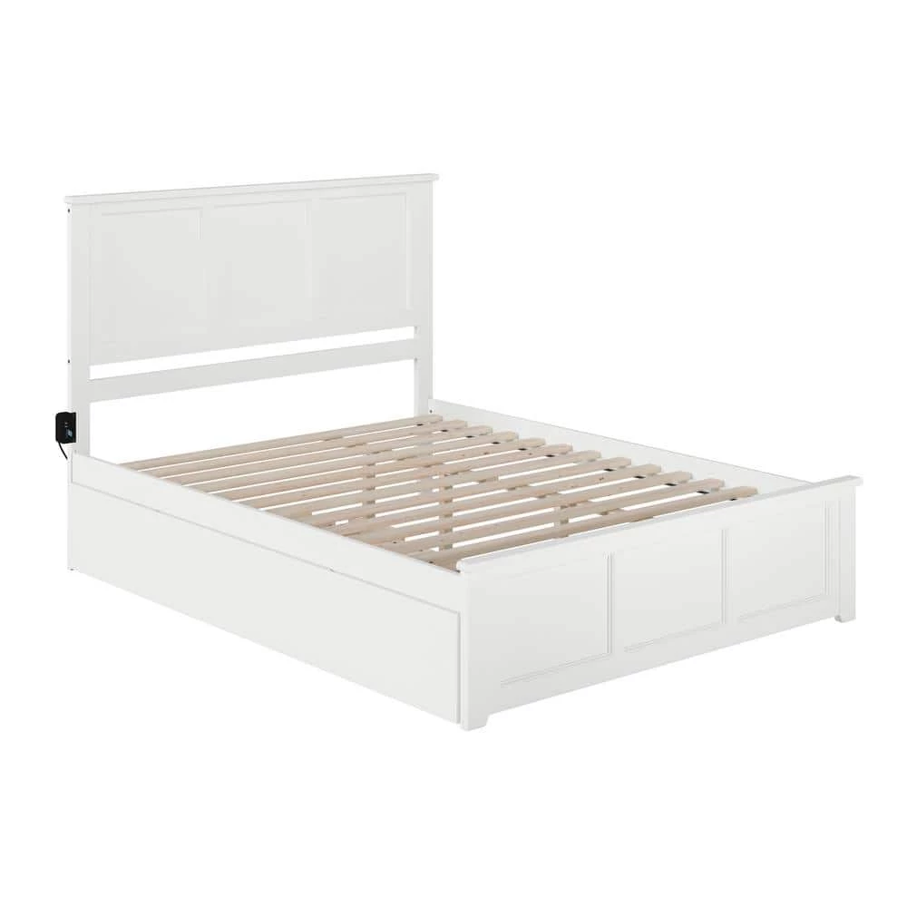 Madison White Queen Bed with Matching Footboard and Twin Extra Long Trundle by AFI 3 Madison White Queen Bed with Matching Footboard and Twin Extra Long Trundle by AFI
