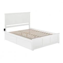 Madison White Queen Platform Bed with Matching Foot Board with 2-Urban Bed Drawers by AFI -Outlet AFI Store white afi platform beds ar8646112 1d 1000