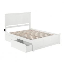 Madison White Queen Platform Bed with Matching Foot Board with 2-Urban Bed Drawers by AFI
