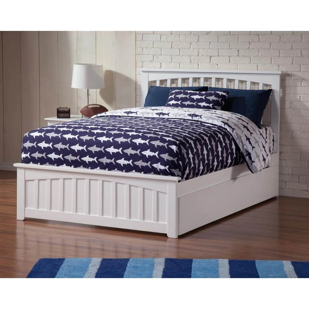 Mission White Full Platform Bed with Matching Foot Board with Twin Size Urban Trundle Bed by AFI 7 Mission White Full Platform Bed with Matching Foot Board with Twin Size Urban Trundle Bed by AFI - Image 5