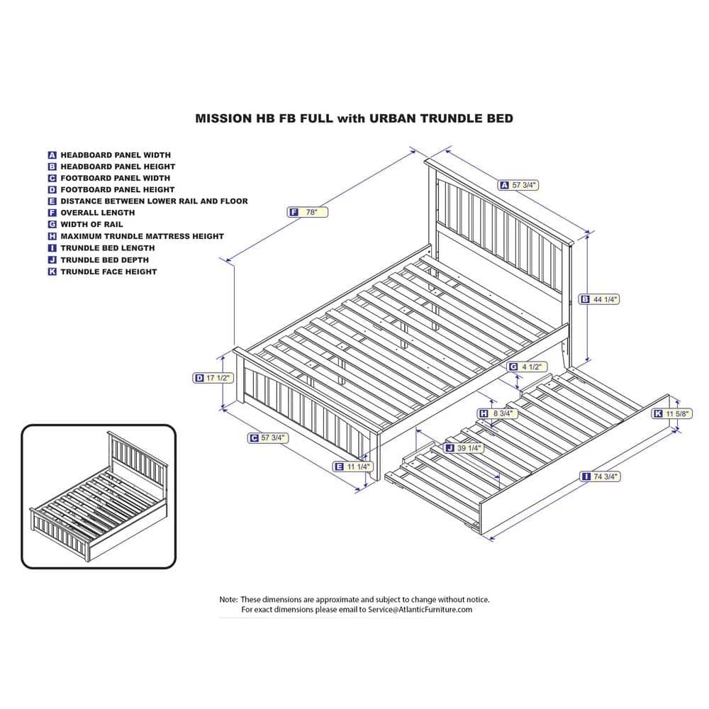 Mission White Full Platform Bed with Matching Foot Board with Twin Size Urban Trundle Bed by AFI 6 Mission White Full Platform Bed with Matching Foot Board with Twin Size Urban Trundle Bed by AFI - Image 4