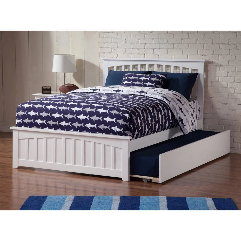 Mission White Full Platform Bed with Matching Foot Board with Twin Size Urban Trundle Bed by AFI 4 Mission White Full Platform Bed with Matching Foot Board with Twin Size Urban Trundle Bed by AFI - Image 2