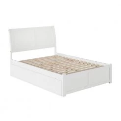 Portland Full Platform Bed with Flat Panel Foot Board and 2-Urban Bed Drawers in White by AFI -Outlet AFI Store white afi platform beds ar8932112 c3 1000