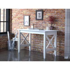 48 in. Rectangular White Writing Desk with Solid Wood Material by AFI 7 48 in. Rectangular White Writing Desk with Solid Wood Material by AFI -Outlet AFI Store white afi writing desks ah11242 31 1000