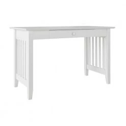 48 in. Rectangular White 1 Drawer Writing Desk with Solid Wood Material by AFI