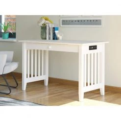 48 in. Rectangular White 1 Drawer Writing Desk with Solid Wood Material by AFI -Outlet AFI Store white afi writing desks ah12222 31 1000