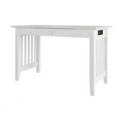 48 in. Rectangular White 1 Drawer Writing Desk with Solid Wood Material by AFI
